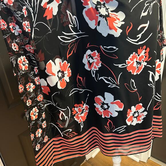 Calvin Klein 1X floral & striped sheer flowy cape sleeved top Bloomcore NWT - Picture 2 of 5